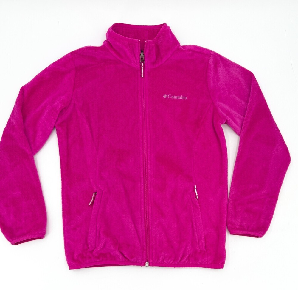Columbia Jacket Girls Large Hot Pink Faux Fur Full Zip Outdoor Hiking